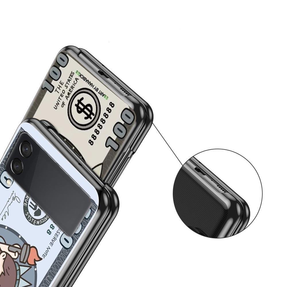 Cartoon Art Hard PC Phone Case For Samsung Galaxy Z Flip 7 6 5 4 Black Cover For Galaxy Z Flip 3 Foldable Fundas Shell Funda Bag