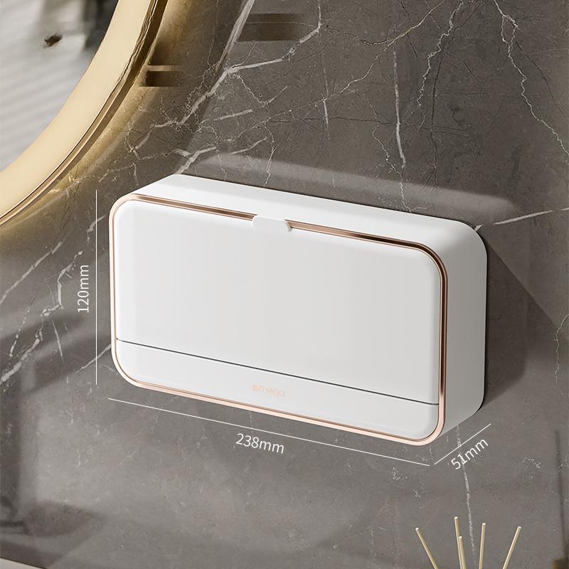 

Мильниця для ванної кімнати Без свердління Настінна з кришкою Настінна мильниця з дренажем Double grid білий