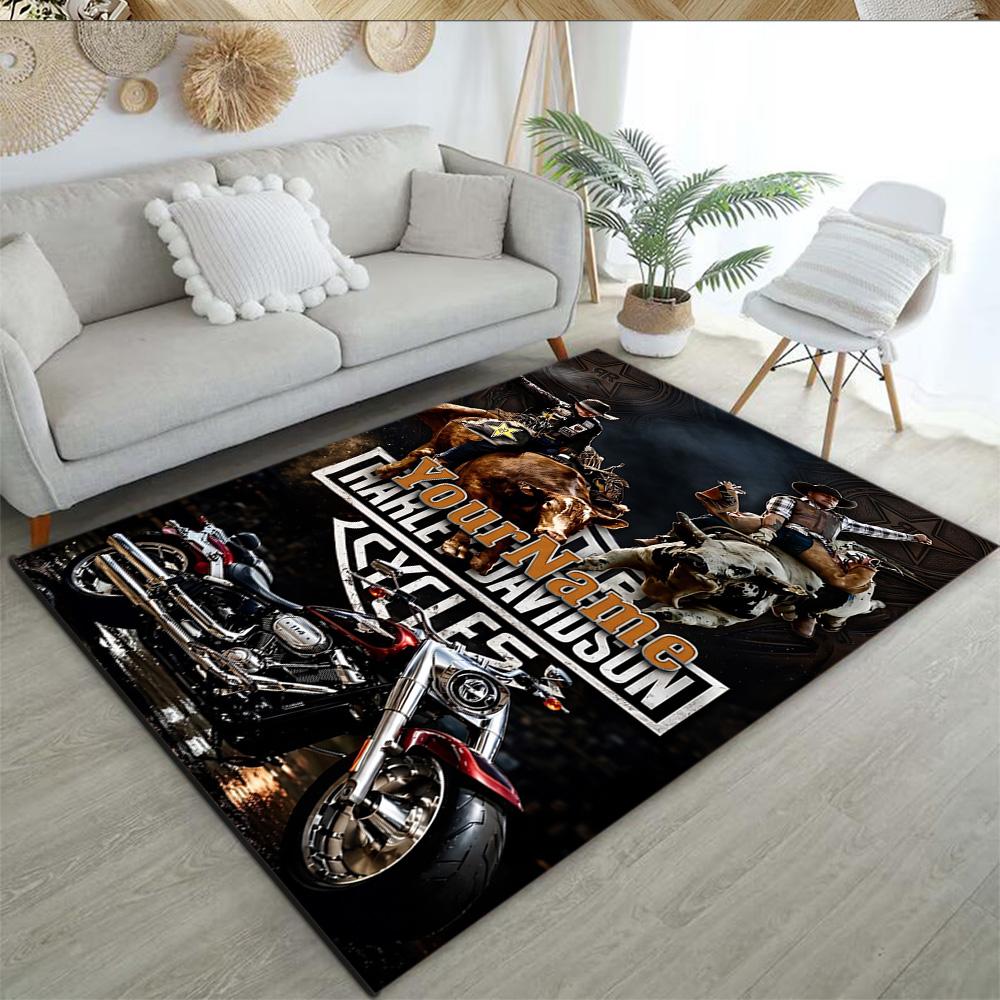 Harley-davidson Motorcycles Personalized Text Area Rug Perfect for Kitchen Dormitory Playrooms Hallway Anti-slip Rug Decorate Offices