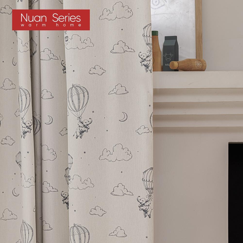 1PC Nuan Series Dumbo Hot Air Balloon Blackout Curtains, Simple Hand-painted Children's Room Curtains for Bedroom Living Room Home Decor