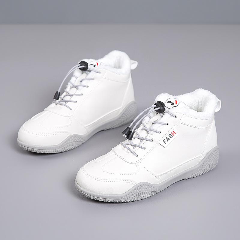 [Customization] Winter White Shoes Wear-resistant and Versatile Non-slip Casual Shoes Fleece Thickened Warm Women's Cotton Shoes