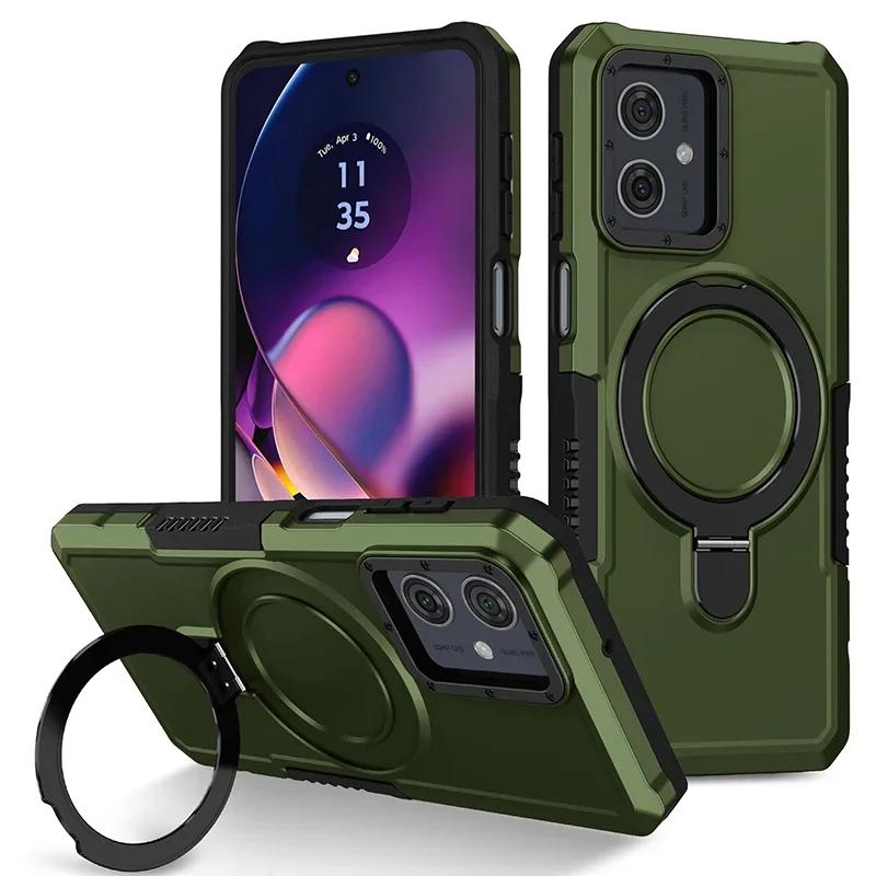 Etui odporne na wstrząsy do telefonu Motorola G84 G54 Armor Phone Cover z obrotowym pierścieniem podtrzymującym do Moto E32 E13 G22 G24 G34 G04 5G G14 E14