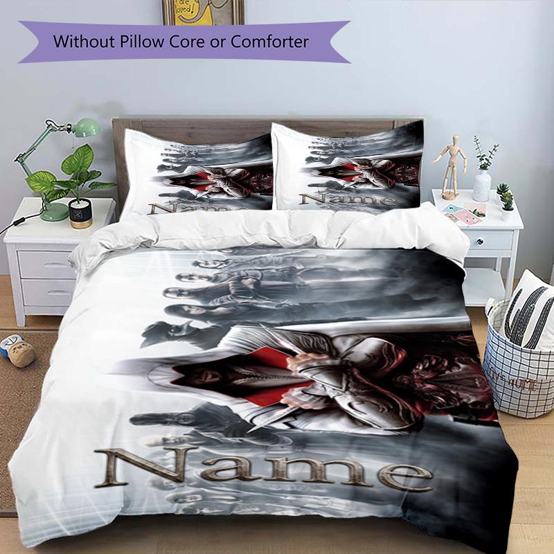 3Pcs Custom Name Assassin'S Bedding Set Duvet Cover Closure Includes 1Duvet Cover 2Pillowcases Soft And Comfortable For All Seasons