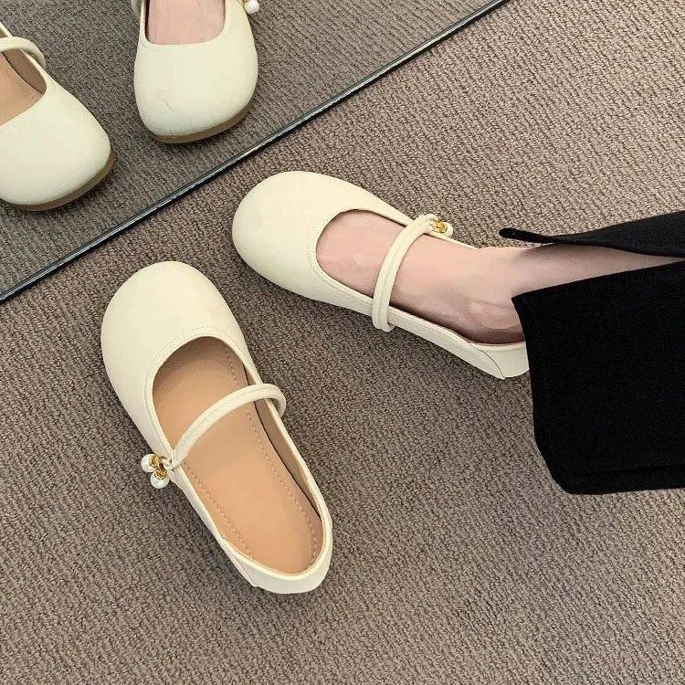 Französische Mary-Jane-Single-Schuhe zum Zweimal-Tragen, neue rutschfeste kleine Lederschuhe mit weicher Sohle und weichem Leder im Frühling