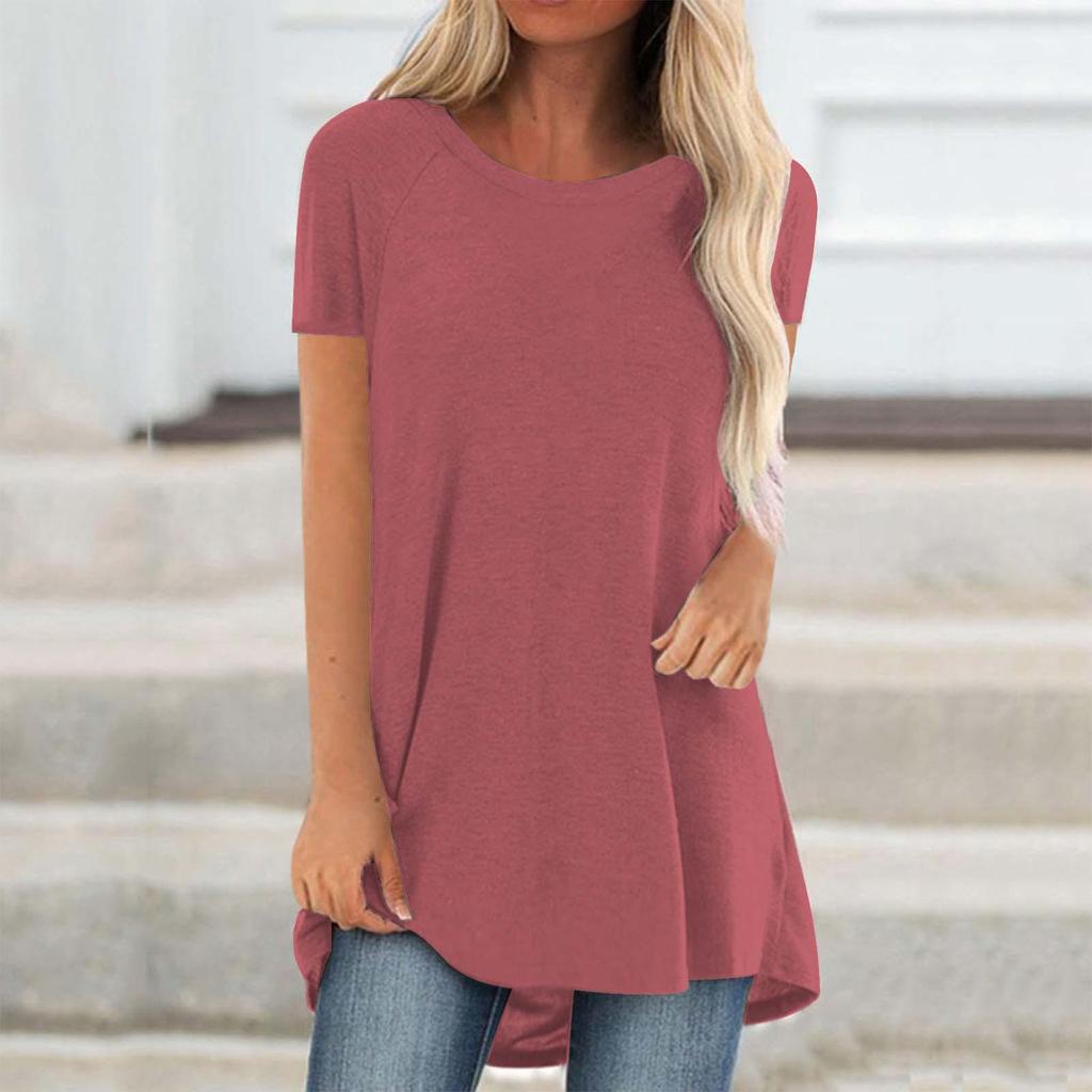 2024 Summer Plus Size Women’s Round Neck T-Shirt, Solid Color, Southeast Asian Fashion