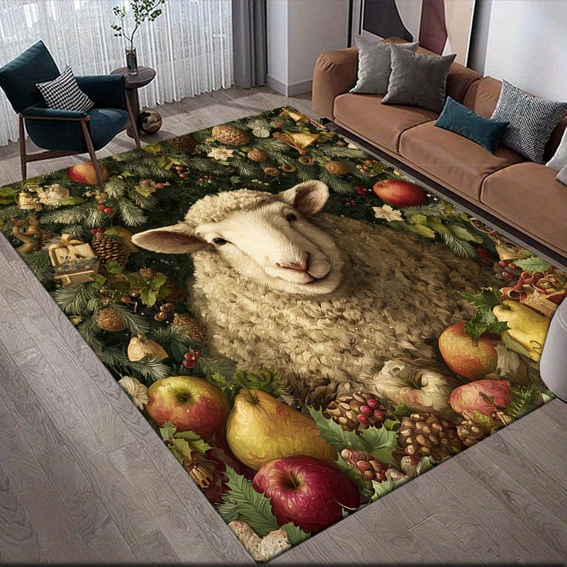 Weihnachtstiere Heim-Sofa-Dekoration für Wohnzimmer & Schlafzimmer, Rutschfeste Spiel-Flanell-Fußmatte für Spielzimmer