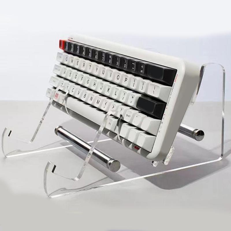 Clear Acrylic Tiers Keyboards Holder Detachable Modern Design Sturdy Platinums Iron Base For Workspaces Organization