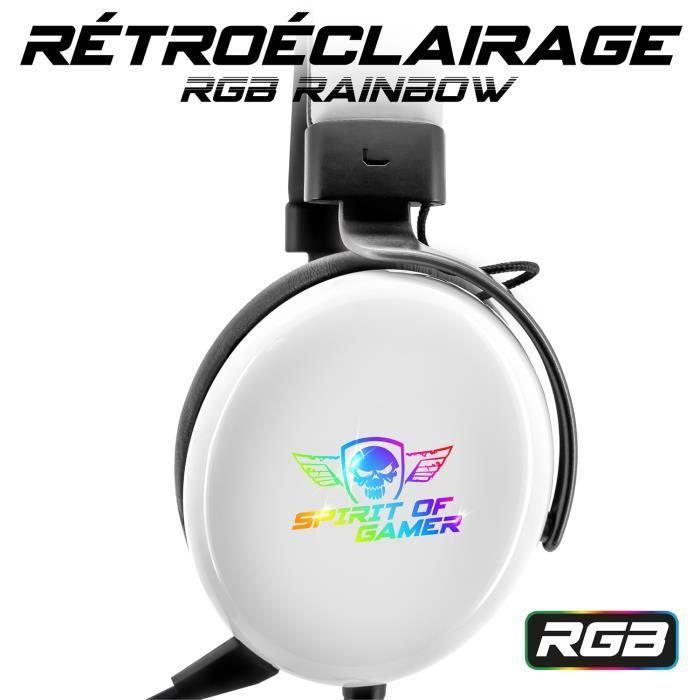 Casque gaming - spirit of gamer - xpert h700 - son 7.1 - led rgb - blanc