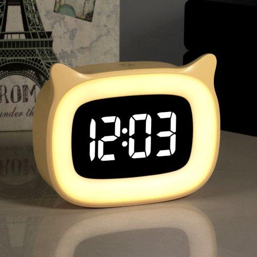 [VALENTINO RUDY] VALENTINO RUDY LED Alarm Desk Mood Light Digital Electronic Clock Yellow FREE