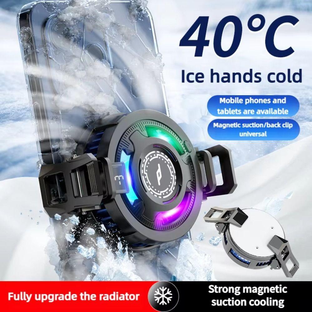 ABS Magnetic Phone Cooler RGB Detachable Back Clip Type Cooler Type C Interface 3 Speed Semiconductor Cooling Fan Cell Phone