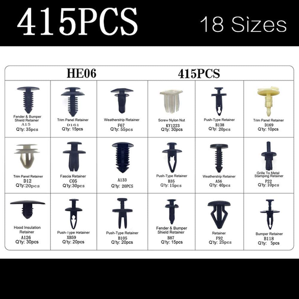 415/100 Pcs Universal Car Bumper Retainer Clips Fender Hole Rivets Fasteners Screw Mix Size Door Trim Panel Fender Parts Tool