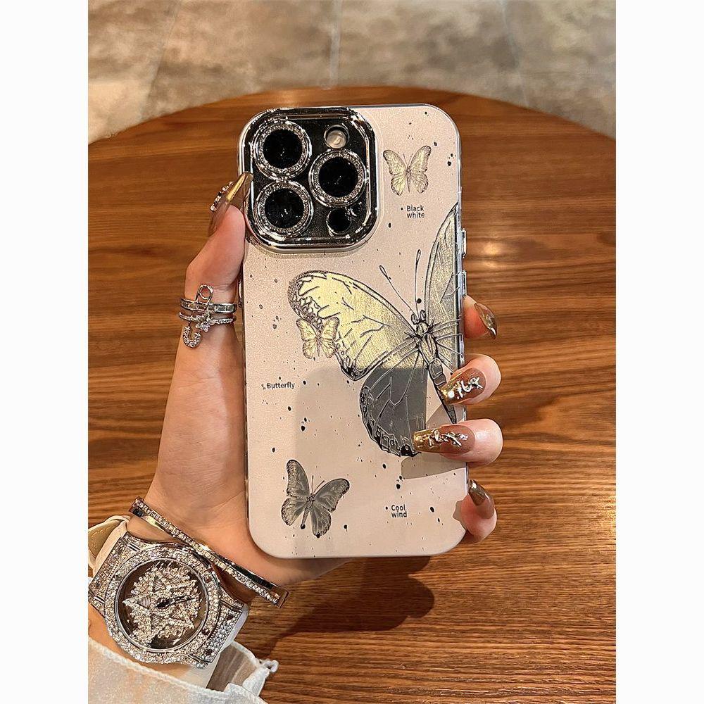 

Butterfly Rhinestone Lens Phone Case for Apple 17 Pro Max (Models 14-15) 17 Pro