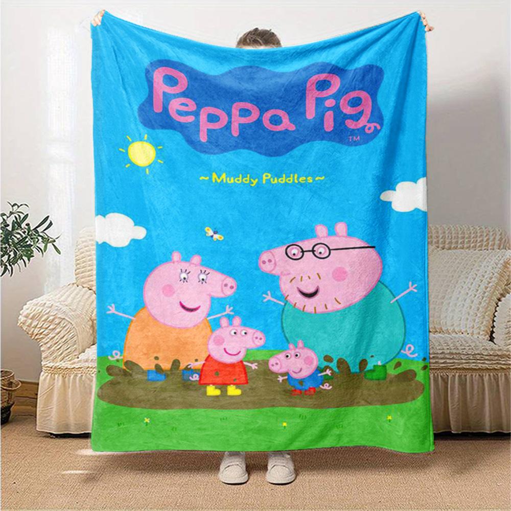 Pig Peppa Print Flannel Blanket High Quality Warm Comfortable Cover for All Seasons Perfect for Gifts Home Decor