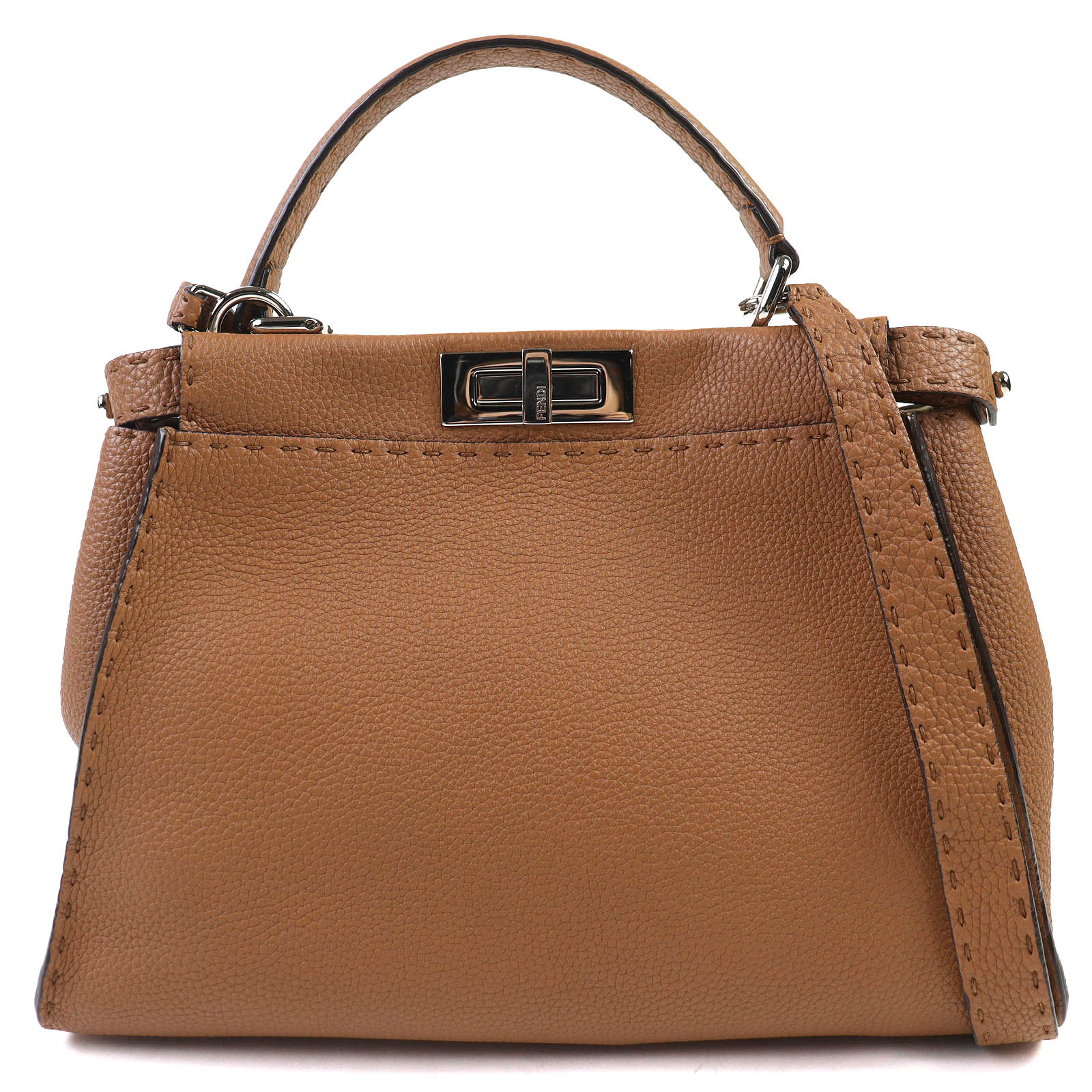 

Excellent FENDI Shoulder Bag PEEKABOO Regular 2WAY handbag Brown leather Women Used