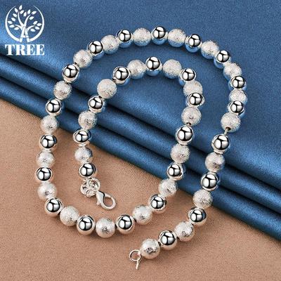 925 Sterling Silver 8mm Bead Ball Chain Matte Smooth Necklace Jewelry