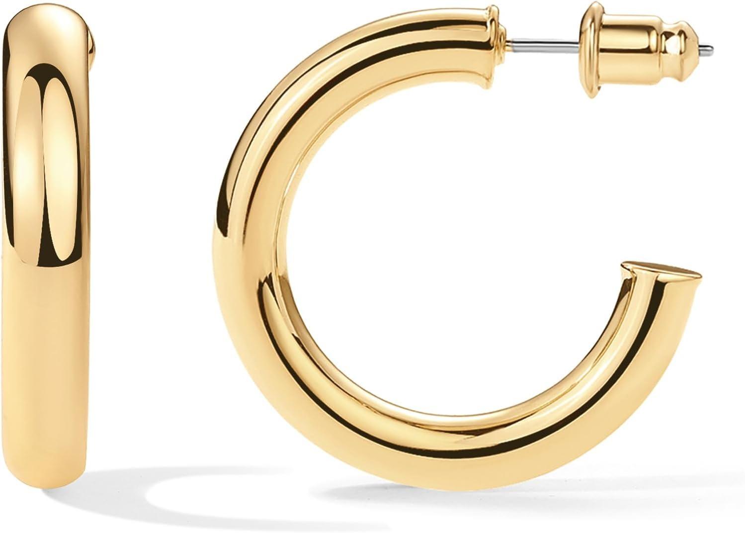 14K Gold Plated  Silver Lightweight Open Hoops for Women Gift for women Trendy Gold Hoop Earrings Silver Hoop Earrrings