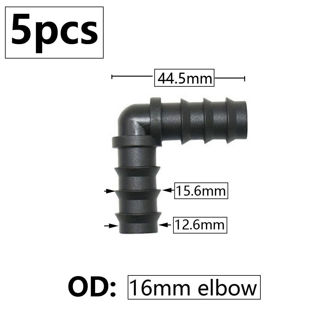 5pcs 16/20/25mm PE Pipe Barb Connector Straight Tee Elbow Plug Garden Water Hose Reducing Splitter Joint Drip Irrigation System