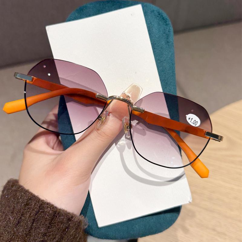 Fashion Vintage Polygonal Reading Glasses Men Trendy Metal Frame Anti Blue Light Presbyopic Eyewear Outdoor Shading Sunglasses