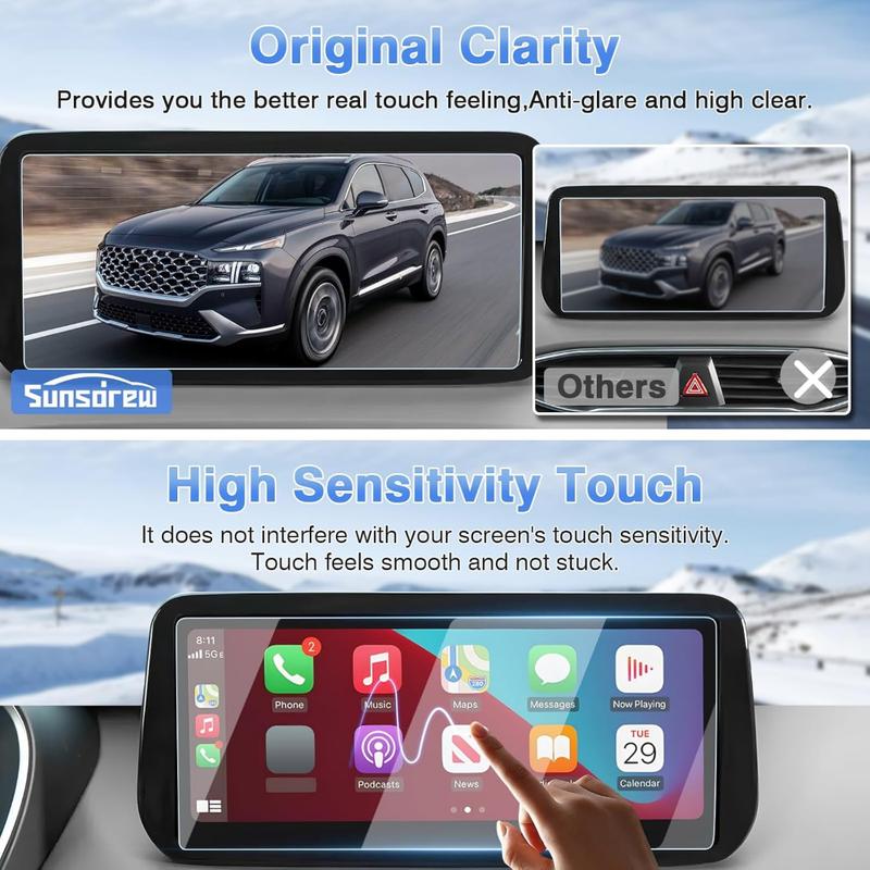 Car Navigation Screen Protector For Hyundai Santa Fe - Tempered Glass 9H Hardness Scratch Resistant Protective Film