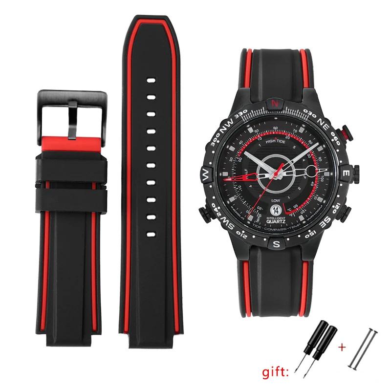 Silicone wristband For Timex E-tide Compass T2n720 T2n721 Tw2t76300 Tw2t76500 T45601 Rubber Men Watchband Sports Strap free tool
