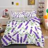 Lavender Duvet Cover Set Purple Romantic Theme Beautiful Flowers Polyester Comforter Cover King Queen Size for Girls Women Kids