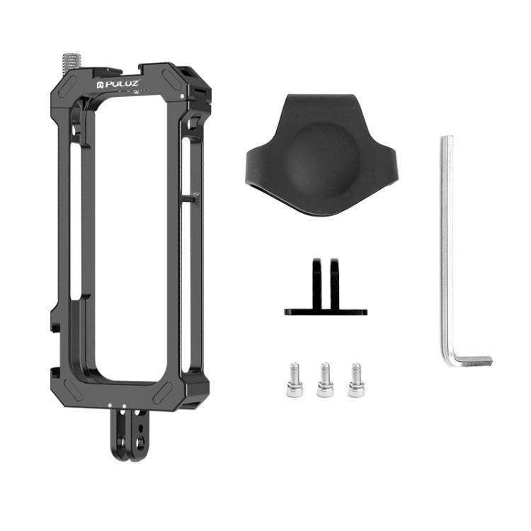 For Insta360 X3 PULUZ Metal Protective Cage Rig Housing Frame with Expand Cold Shoe Base & Tripod Adapter