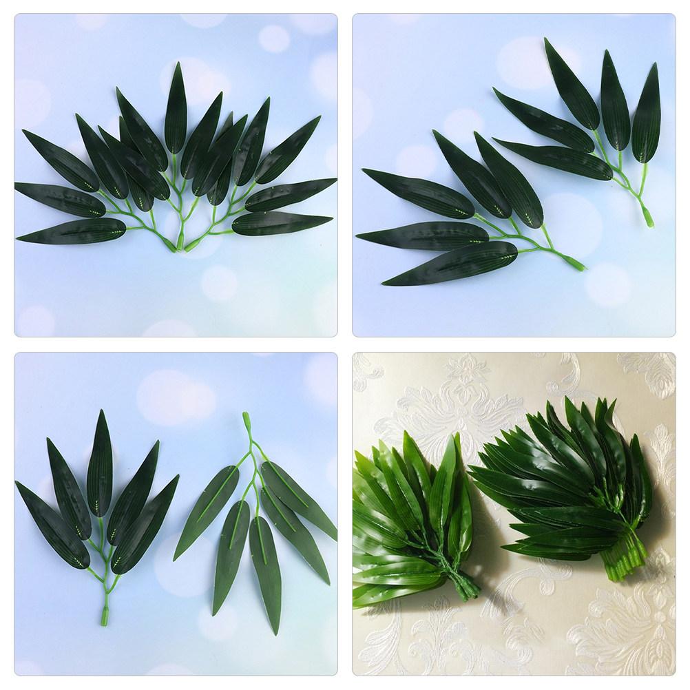 30Pcs Artificial Bamboo Leaves Fake Bamboo Leaf Stems High Quality Faux Leaves for Restaurant Home Garden Decoration