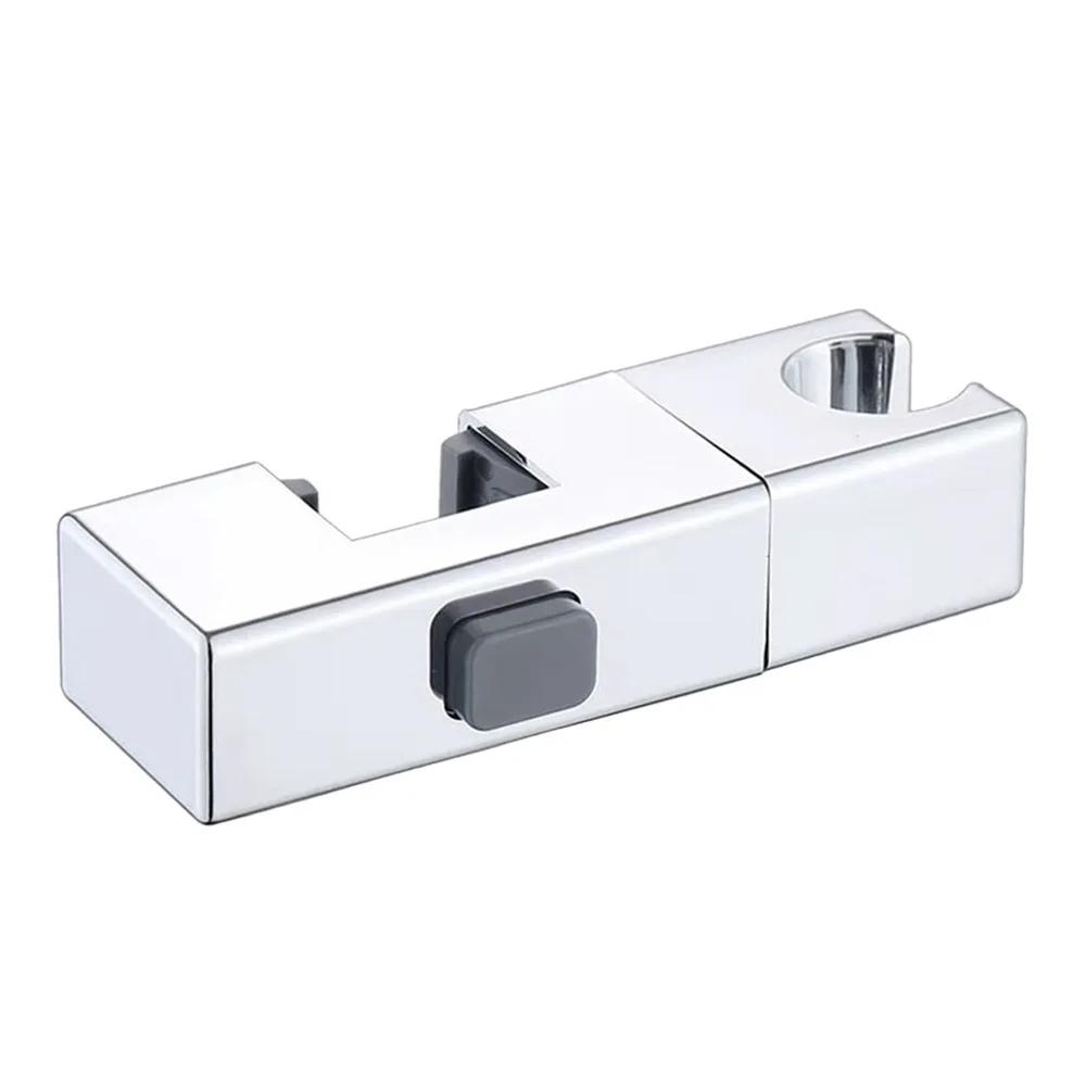 

Rectangular Pipe Shower Head Holder Rotatable Replacement Sprayer Fixed Base Adjustable Bathroom Slide Bar Shelf срібний