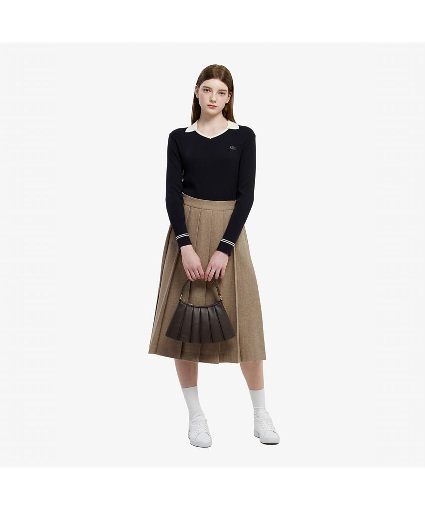 Lacoste Women'S Wool Pleated Midi Skirt Jf427E-55N Dpc