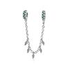 Charms Copper Green Leaf Safety Chain Dangle Pendant Fit Bangle Bracelet Necklace Diy Jewelry