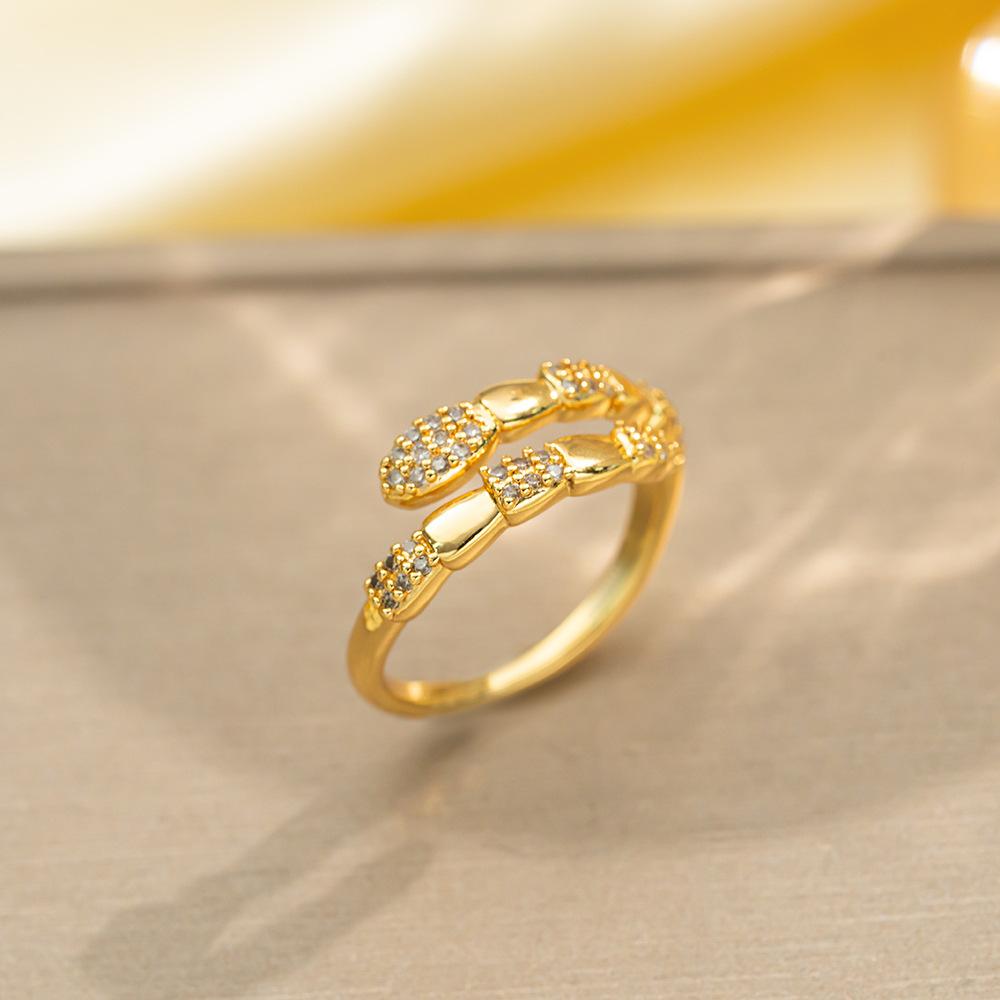 Korean Version of Light Luxury Design Full Diamond Inlaid Zircon Ring Women's Opening Adjustable Ring Internet Celebrity Fashion Accessories