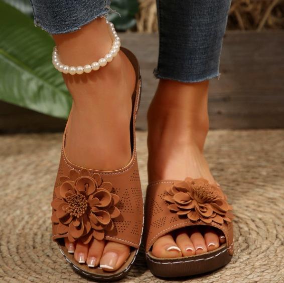 Schuhe Übergröße 36-45 für Damen 2026 Sommer Mode Damen zum Hineinschlüpfen Plateau Keilabsatz Rutschfeste Sandalen Lässige Strandhausschuhe