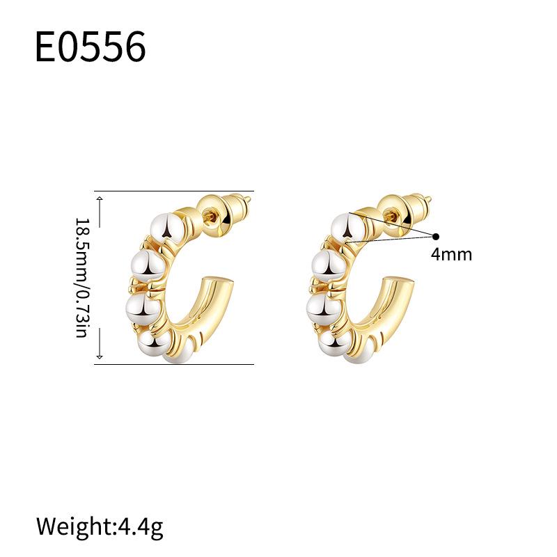 Elegant Gold C-Shaped Pearl Stud Earrings - Non-fading Fashion Jewelry