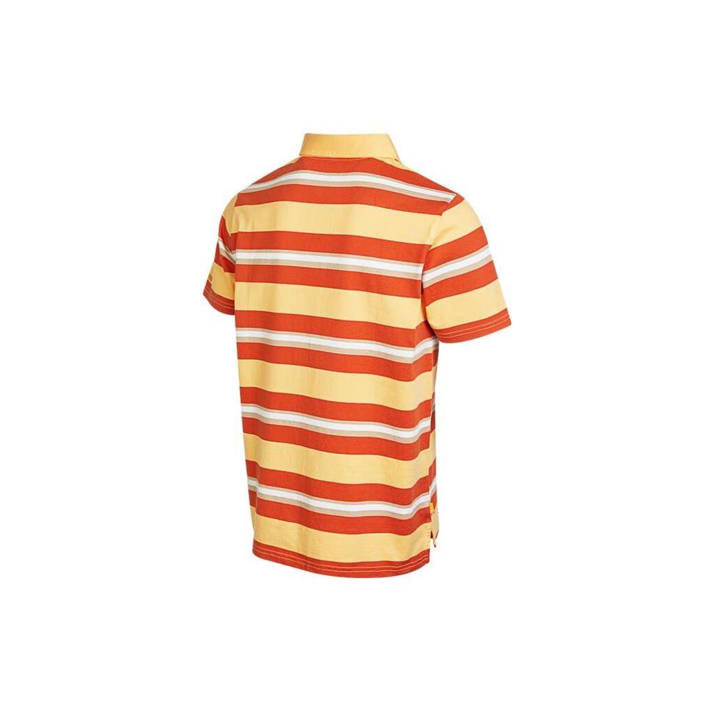 Timberland Logo Striped Decorative Button Polo Shirt Men Tops Yellow Multicolor A61RD-CM6