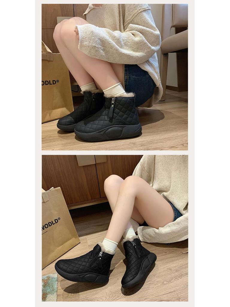 2024 Women's Plus Velvet High-Top Snow Boots - Korean Style Warm Casual Cotton Shoes XQ5859