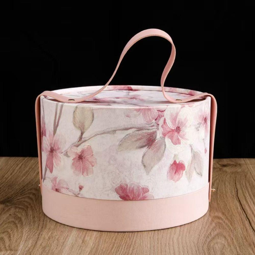 National Style Party Favor Boxes Empty Box Flower Gift Design Floral Gift Boxes Easy To Carry Large Size Round Packaging Boxes