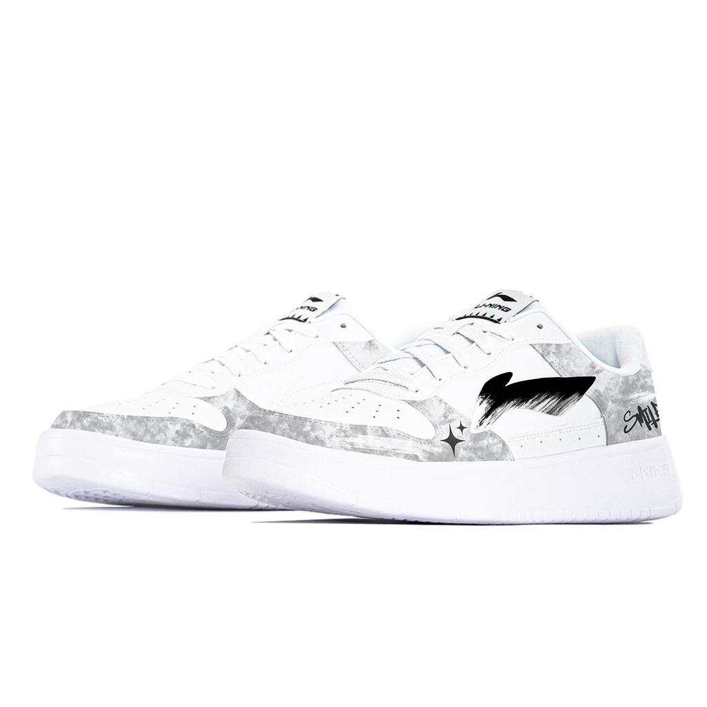 Li Ning Floating Boat Easy, Ink Dyed, Graffiti Abrasion Resistant Slip Resistant Low top Skateboard Shoes Men's AGCS419-1(Team1993-)