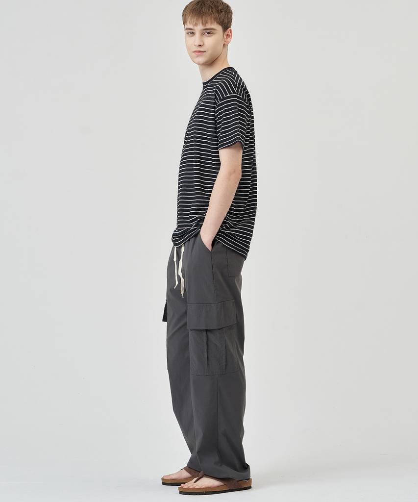 THE-ABON Cool Wide Stretch String Cargo Pants White