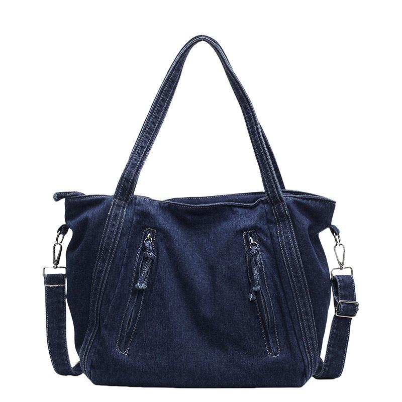 Washed Denim Bag 2025 New Large-capacity Shoulder Bag Trendy Cool Retro Portable Tote Bag Women's Work Commuter Bag