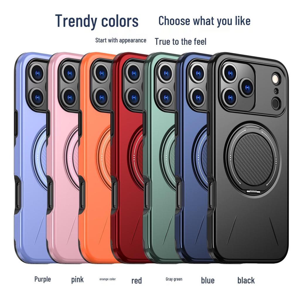 iPhone 17 Pro Max Magnetic Phone Case with Rotating Stand for Apple 16 Pro, Protective Cover for 15 Series