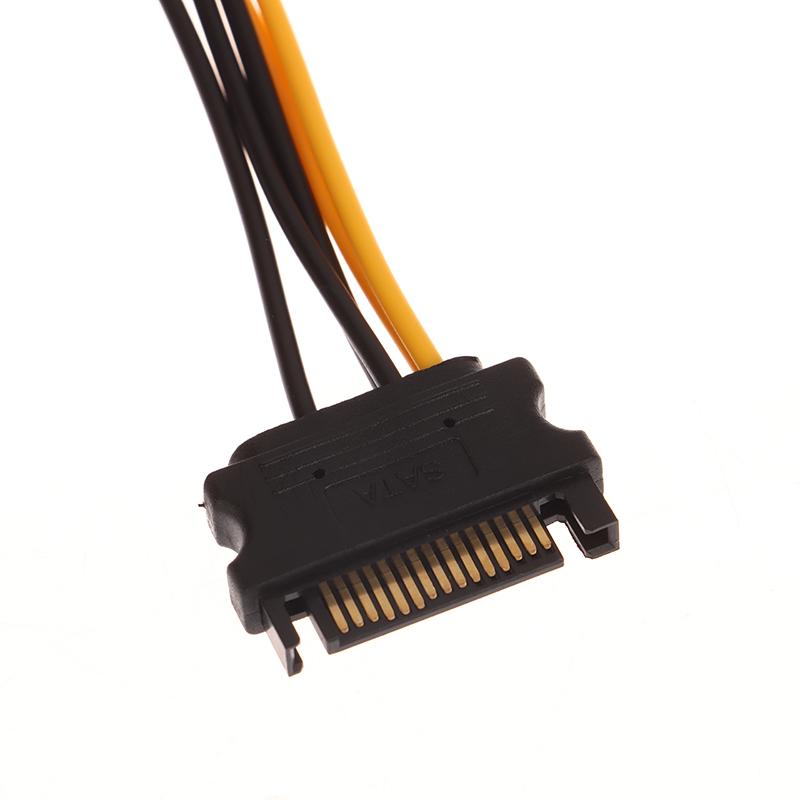1Pc Power Supply Cable Dual 15Pin Sata Male To Pcie 8Pin Male Pci Express Pci-E Video Card Splitter Adapter
