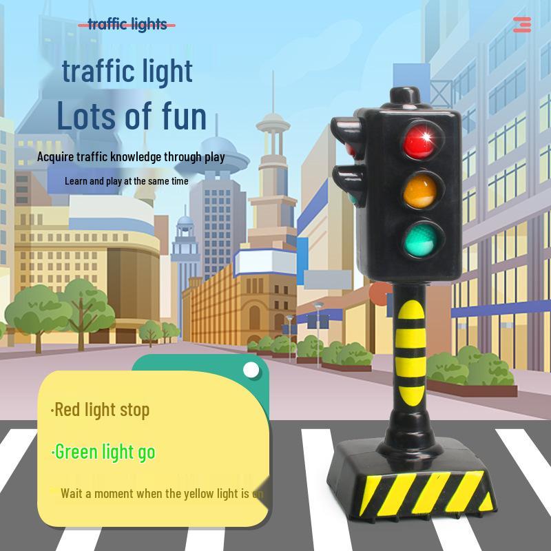 Traffic Signal and Light Educational Set: Safety Teaching Aids, Road Signs, Car Models, and Parking Scene Map
