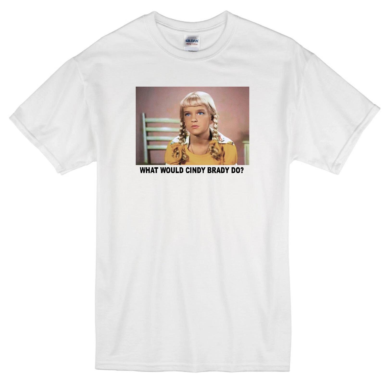 CINDY BRADY WWD? SUSAN OLSEN BRADY BUNCH TV FAMILY SITCOM RETRO WHITE T-shirt 2XL
