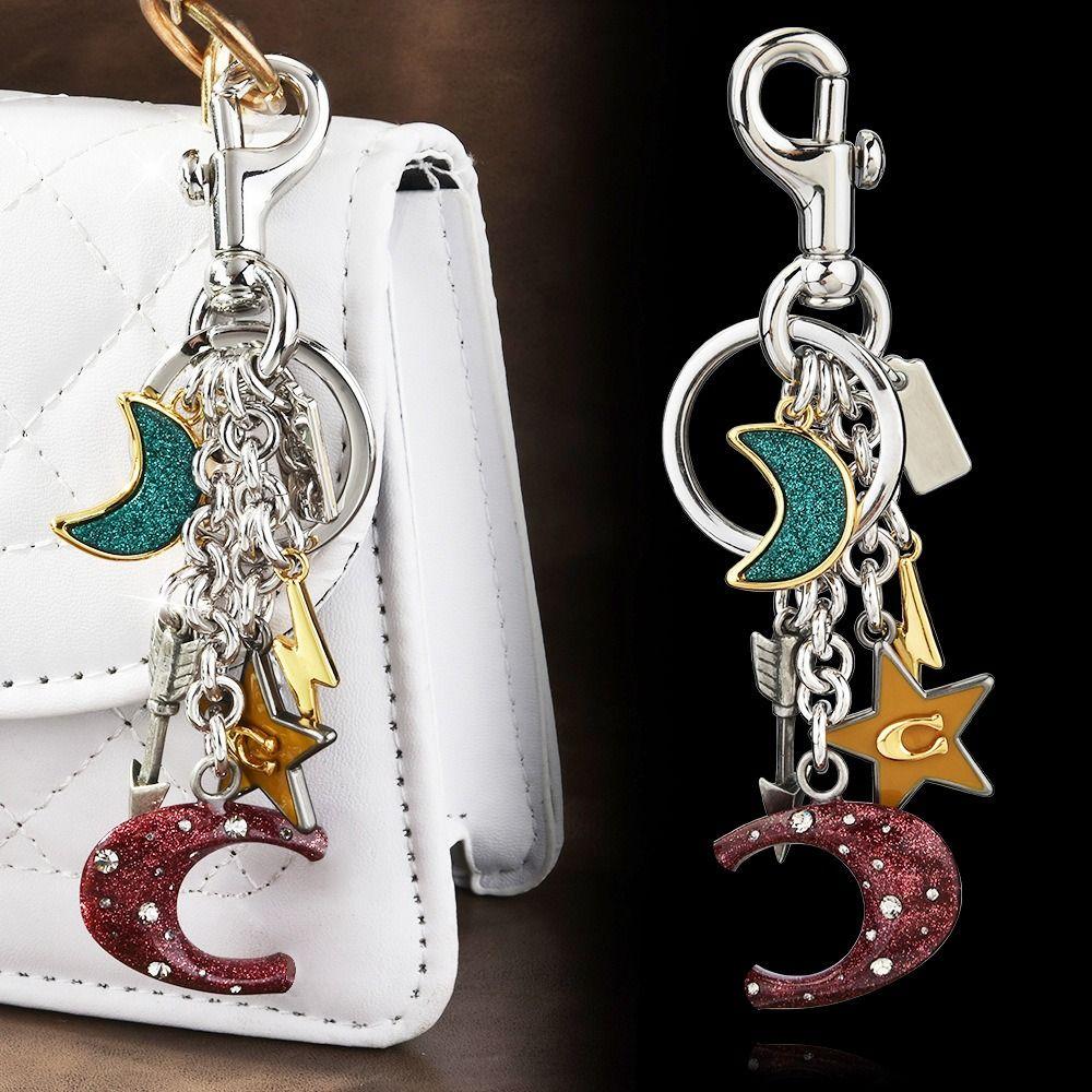 Flower Design Zinc Zinc Alloy Moon Stars Keyring Zinc Zinc Alloy Moon Stars Bags Pendant  Women Accessories