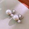 Silver Needle Diamond Pearl C-Shaped Earrings French Retro Premium Temperament Earrings Personality Light Luxury Earrings Women