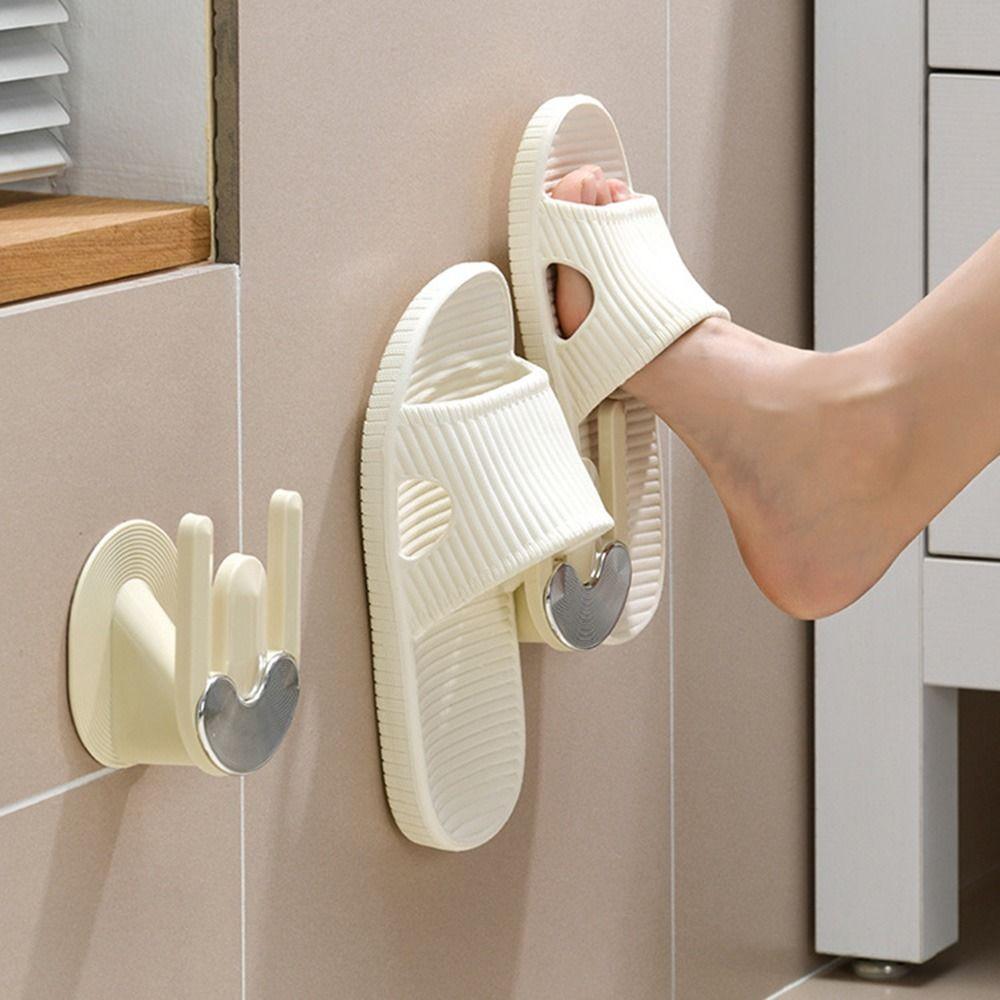 2Pcs Wall Mounted Slippers Rack Strong Bearing Capacity Shoe Drying Rack Slipper Hook Toilet