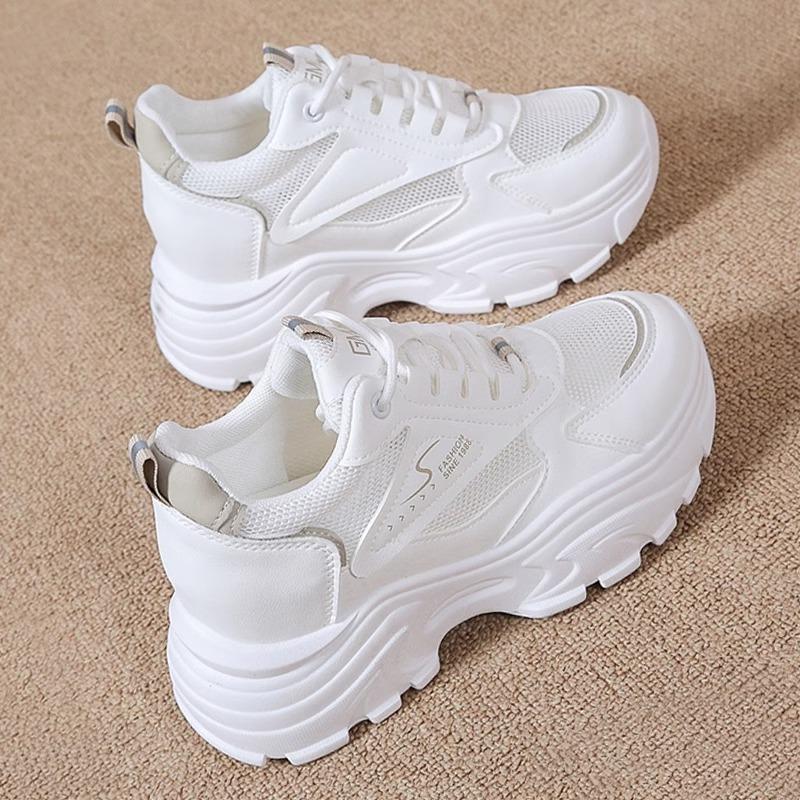 Daddy Shoes Women's Mesh Inner Height Increase White Shoes Women's Casual Versatile Sports Shoes