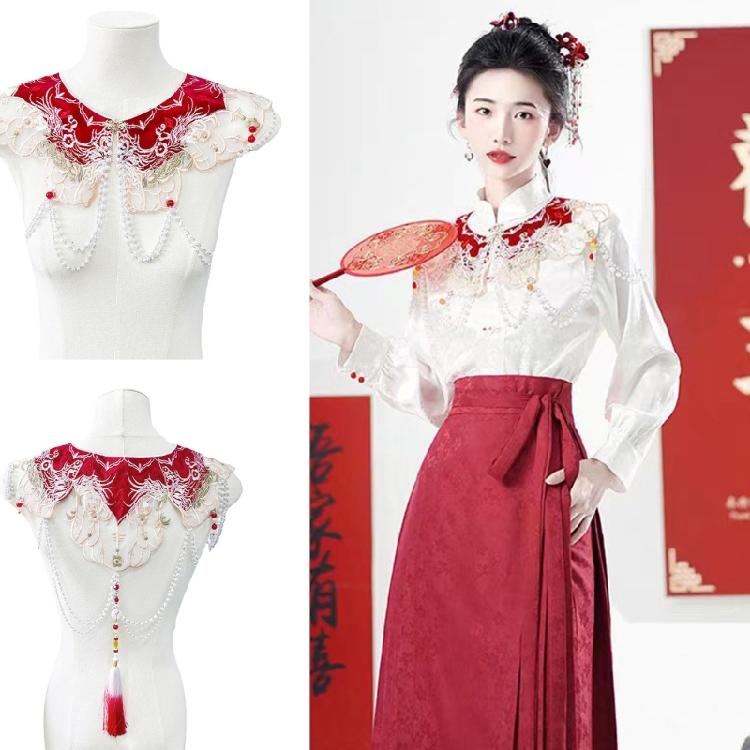 Yunjian Collar Decorative Hanfu Tassels Pearls False Collar Detachable Collar