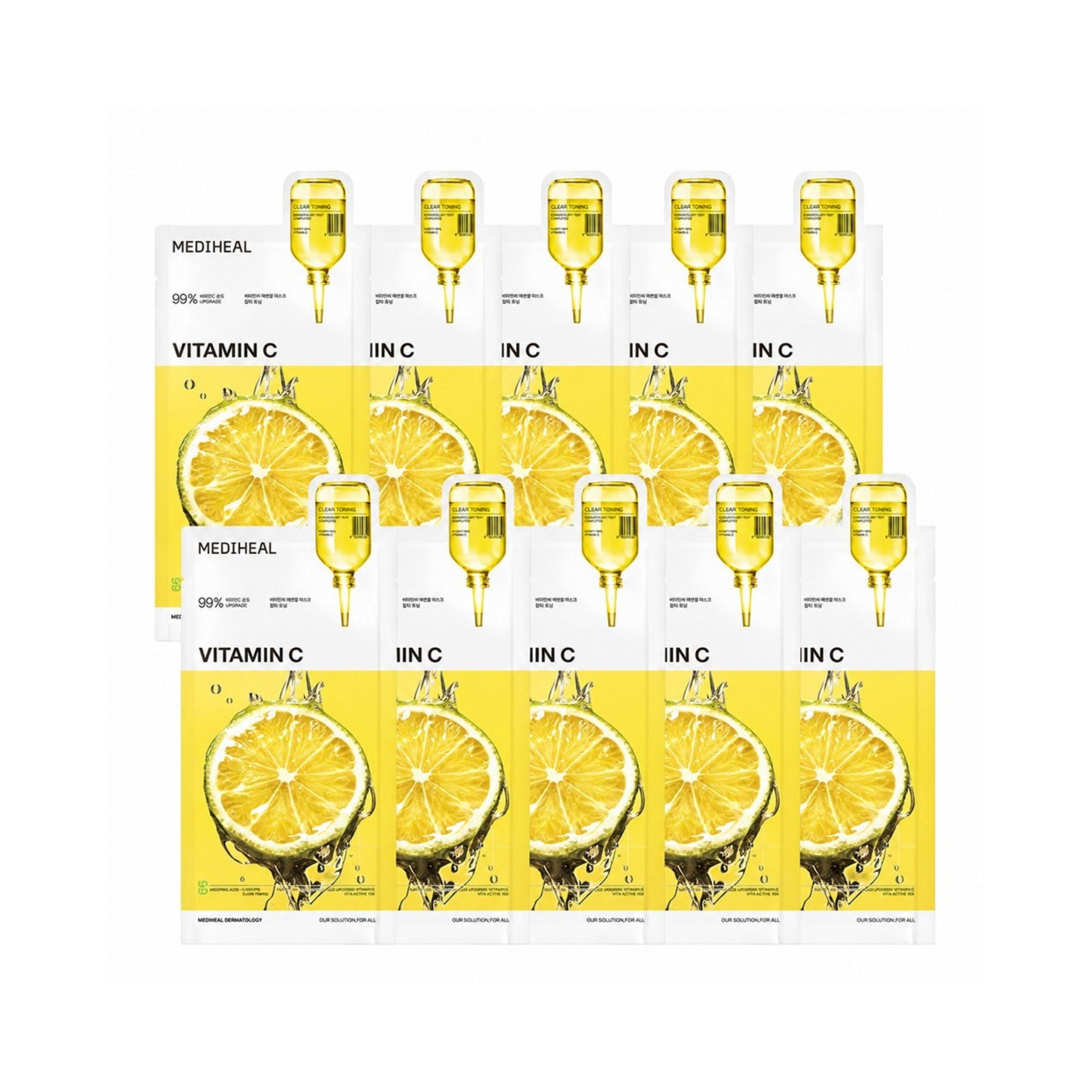 MEDIHEAL Vitamin C Essential Mask Dark Spot Toning Sheet Mask 10 Sheets 10sheets