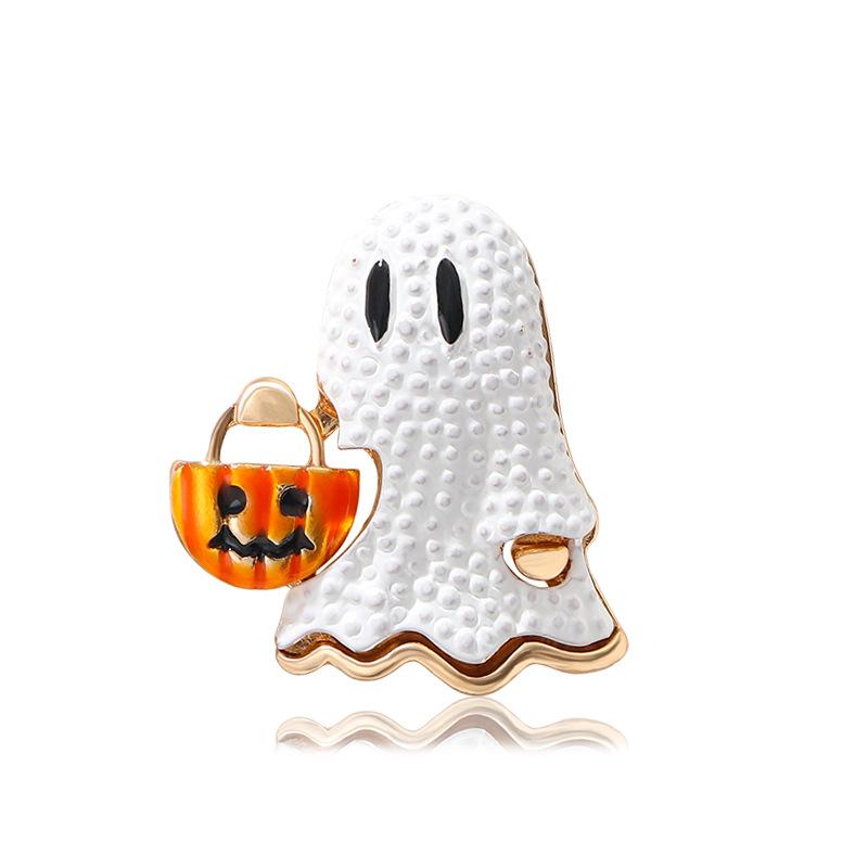 Fashionable Halloween White Spooky Horror Pumpkin Head Fun Holiday Accessory Brooch